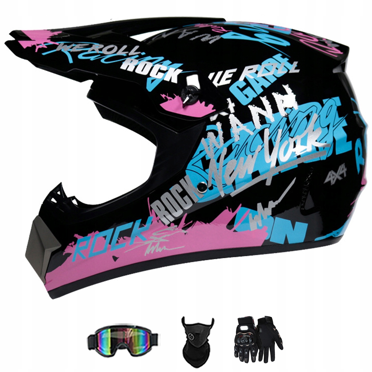 Motocyklová Přilba Lehká Enduro Quada Brýle Rukavice Maska S