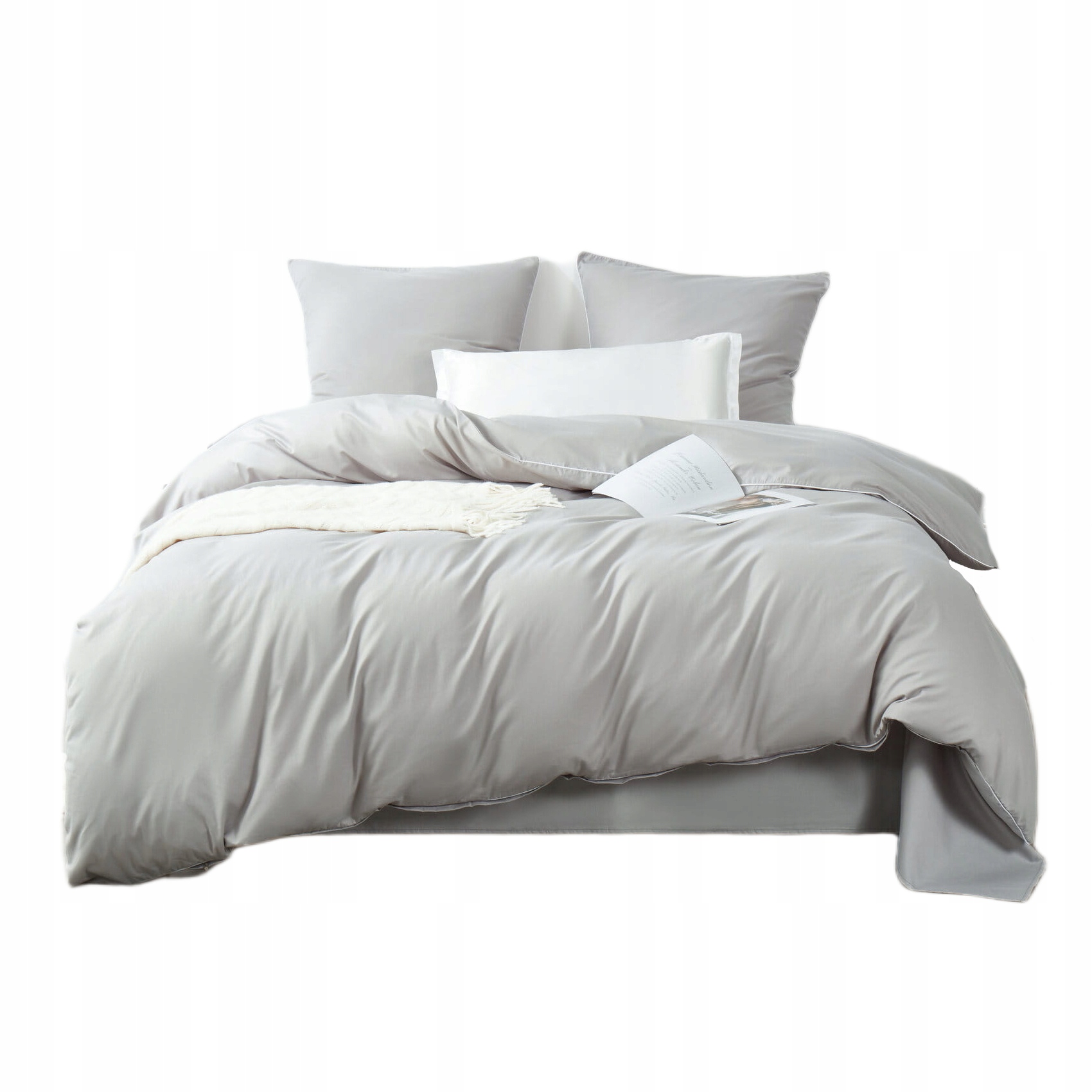 Posteľná Bielizeň bavlnená saténová Queen Premium 220x200 sivá so zlatou lemovkou