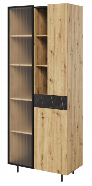 Wysoka witryna nowoczesna salon dąb artisan + LED Marka Lenart