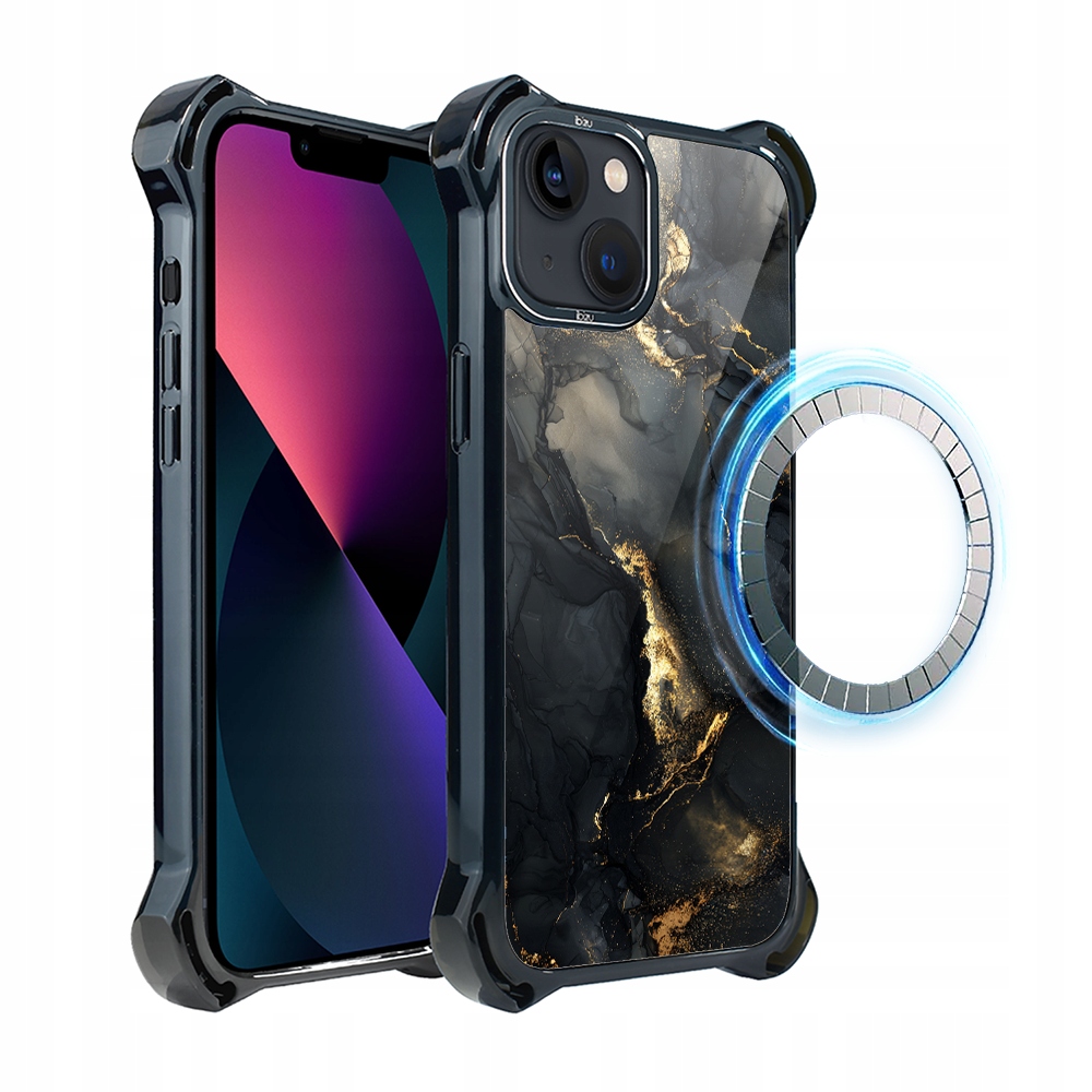 Pouzdro pro iPhone 13 Ibizu DropGuard Ultra s MagSafe, černý diamant se zlatem