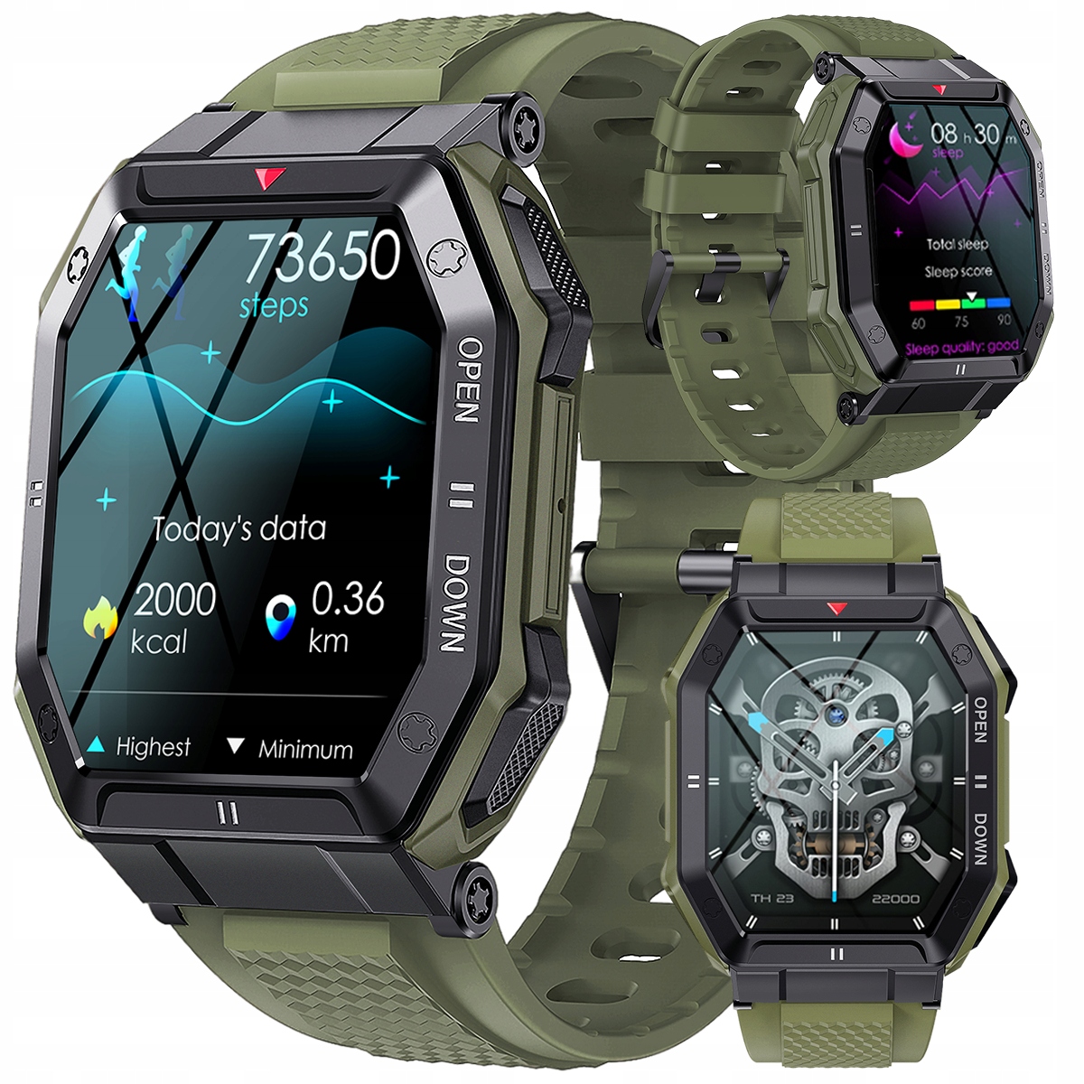 

Smartwatch Męski Militarny Rozmowy Duża Bateria Pl