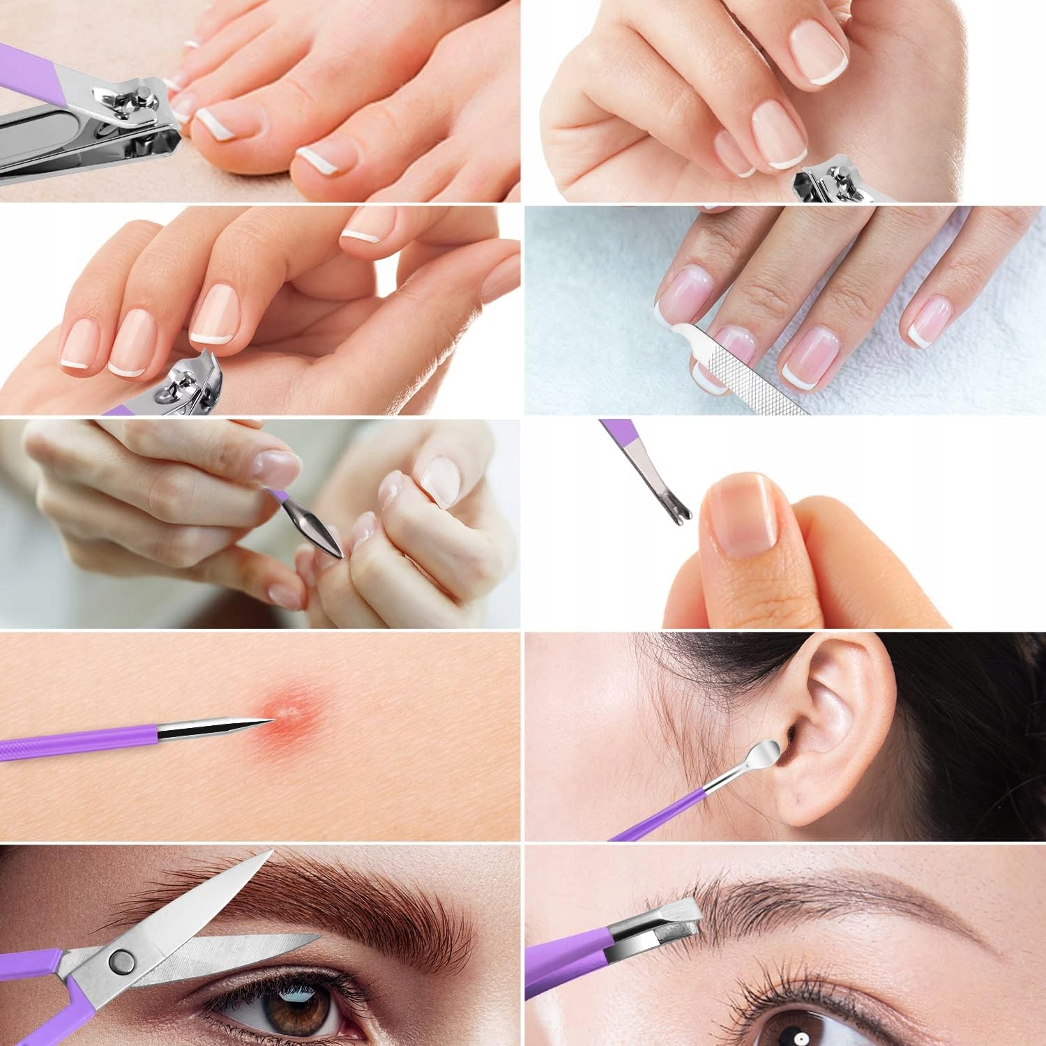 PROFESJONALNY ZESTAW DO MANICURE PEDICURE 10 SZTUK NARZĘDZI DO PAZNOKCI EAN (GTIN) 5900021900370