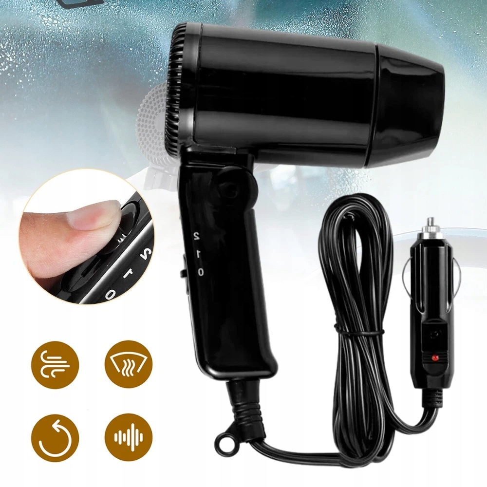 Fén Automobilová 12V Dvoustupňová Regulace Teploty, Skládací Rukojeť