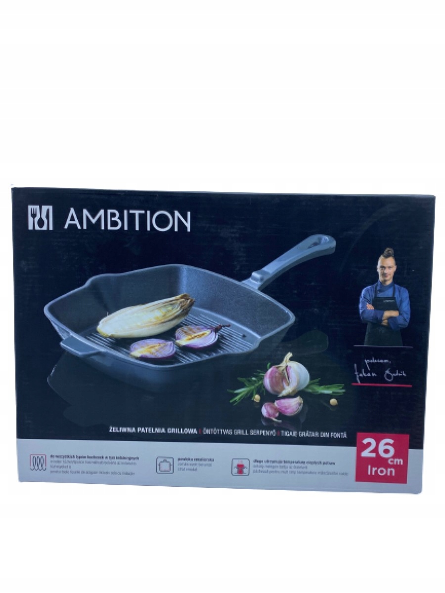 

Patelnia Żeliwna Grillowa Ambition Indukcja 26cm