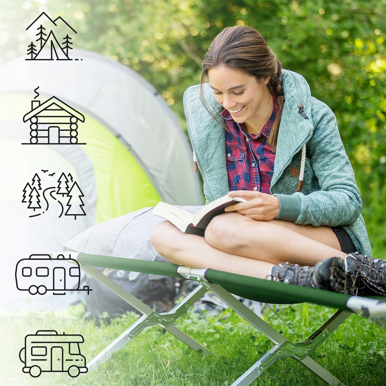 ТУРИСТИЧНЕ ЛІЖКО FIELD CHAIR CHAIR, СКЛАДНИЙ, ВЕЛИКИЙ, КОМФОРТНИЙ, З EAN BAG (GTIN) 5901924237402