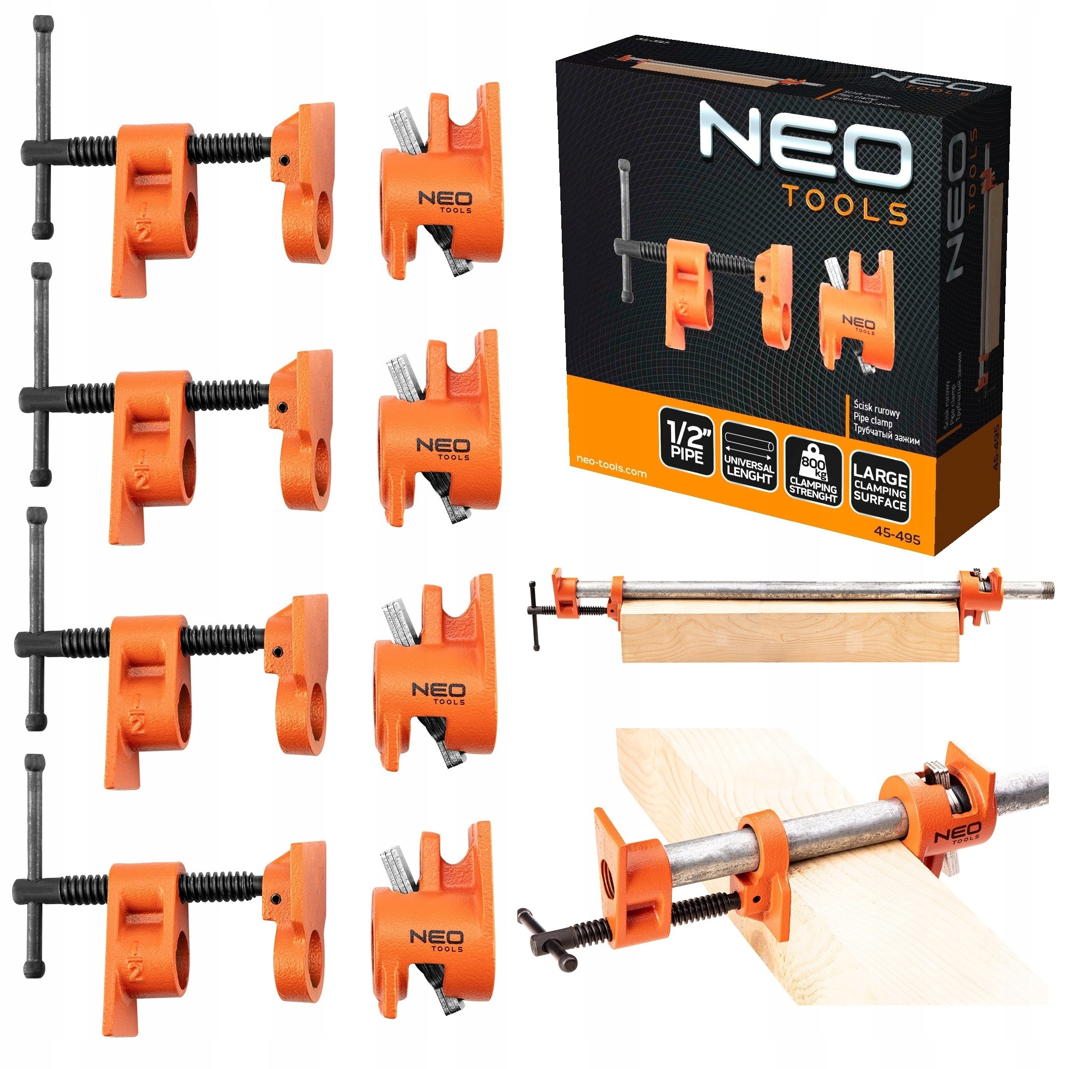 NEO 4 шт безконфліктний столярний трубчастий Затискач 800 кг
