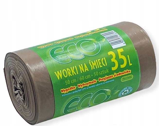 

Worki na śmieci 35L 50 sztuk Brązowe Bio