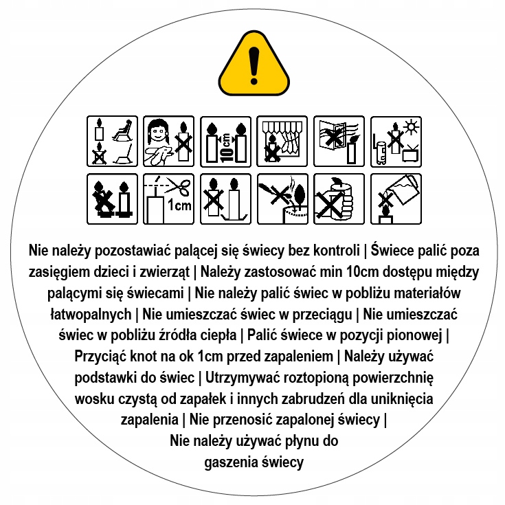 

Naklejki ostrzegawcze na świece przeźroczyste