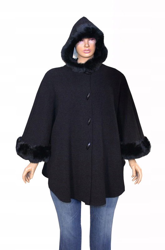 

Wełniane ponczo peleryna rozmiar 48 XXL Maxi Plus