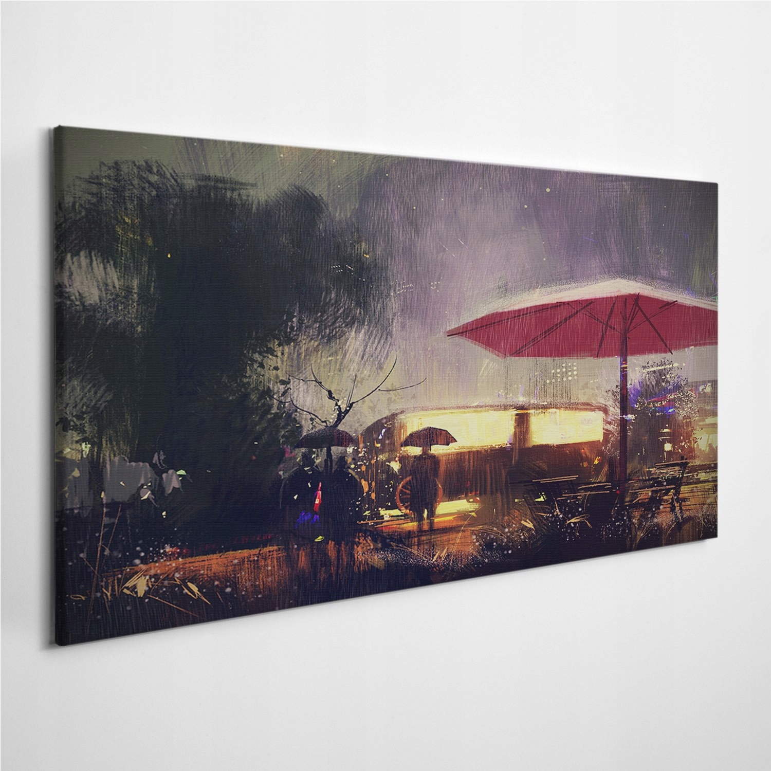 

Zdjęcie na płótnie Sklepy Deszcz Noc Park 120x60