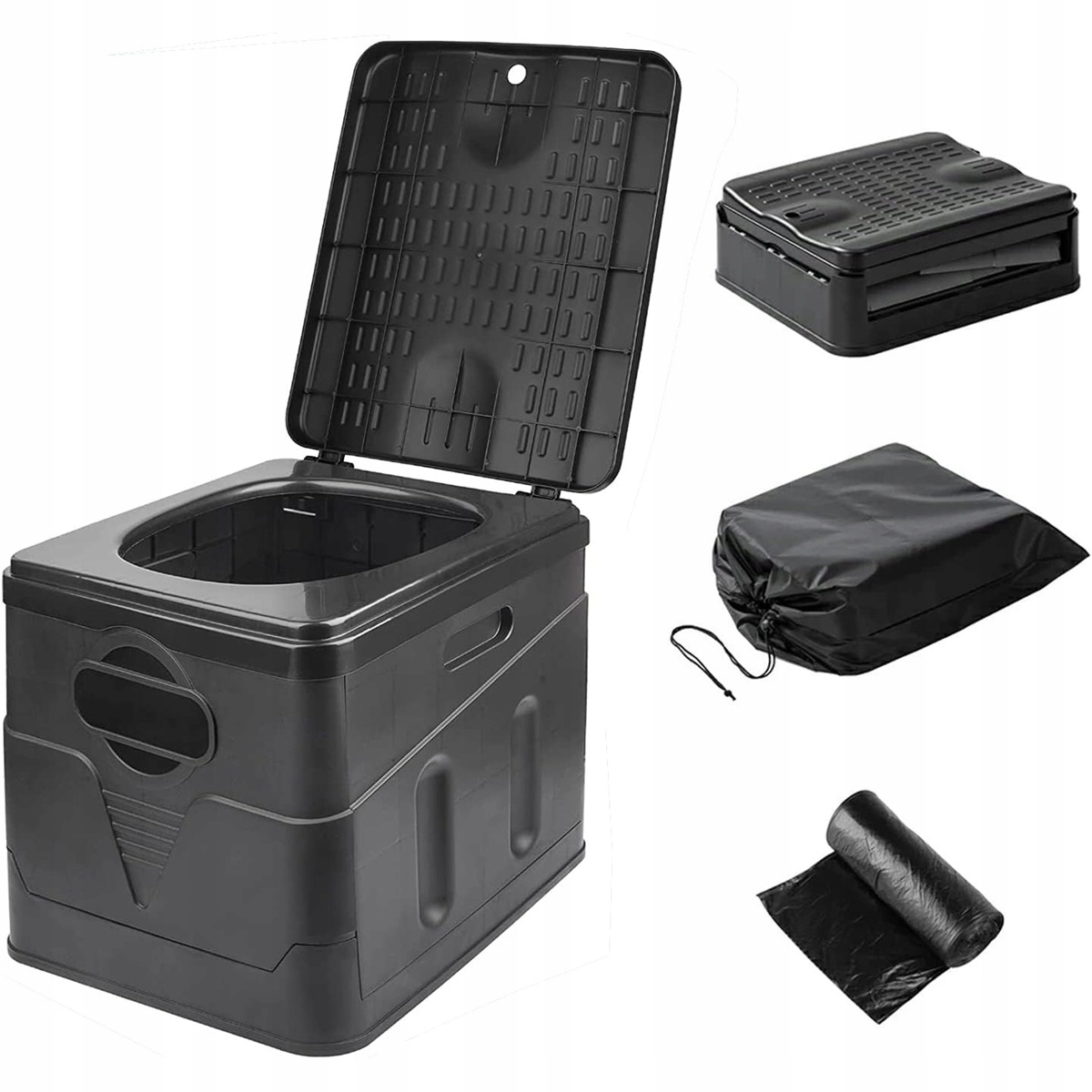 Skládací přenosná toaleta Pp materiál nosnost 150 kg pro polní koupelnu