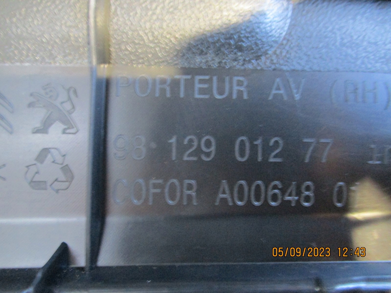 upholstery door CITROEN C3 right front 9812901277