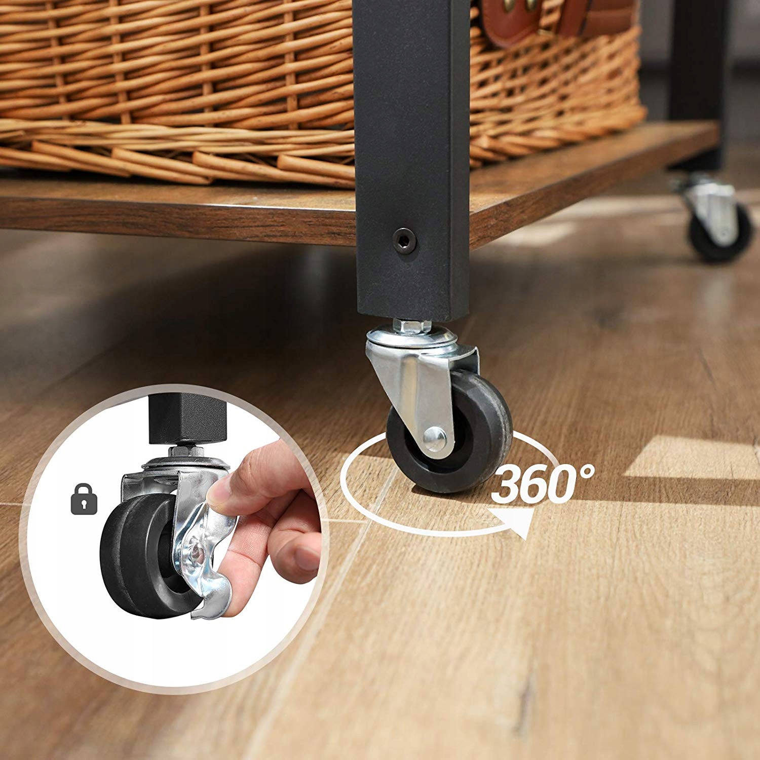 Mobilny wózek kuchenny VASAGLE Kolor czarny odcienie brązu i beżu