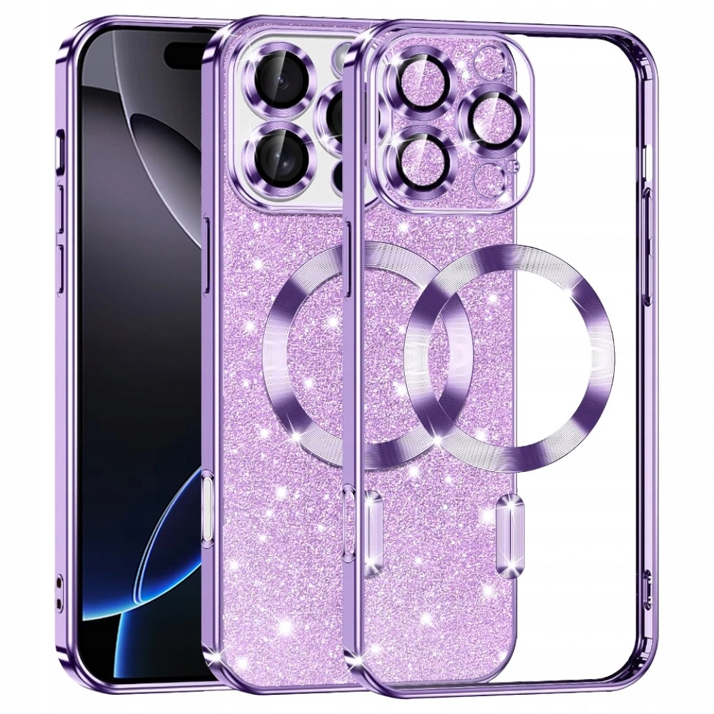 Techsuit Luxury Glitter MagSafe etui na iPhone 16 Pro Max – jasnofioletowe