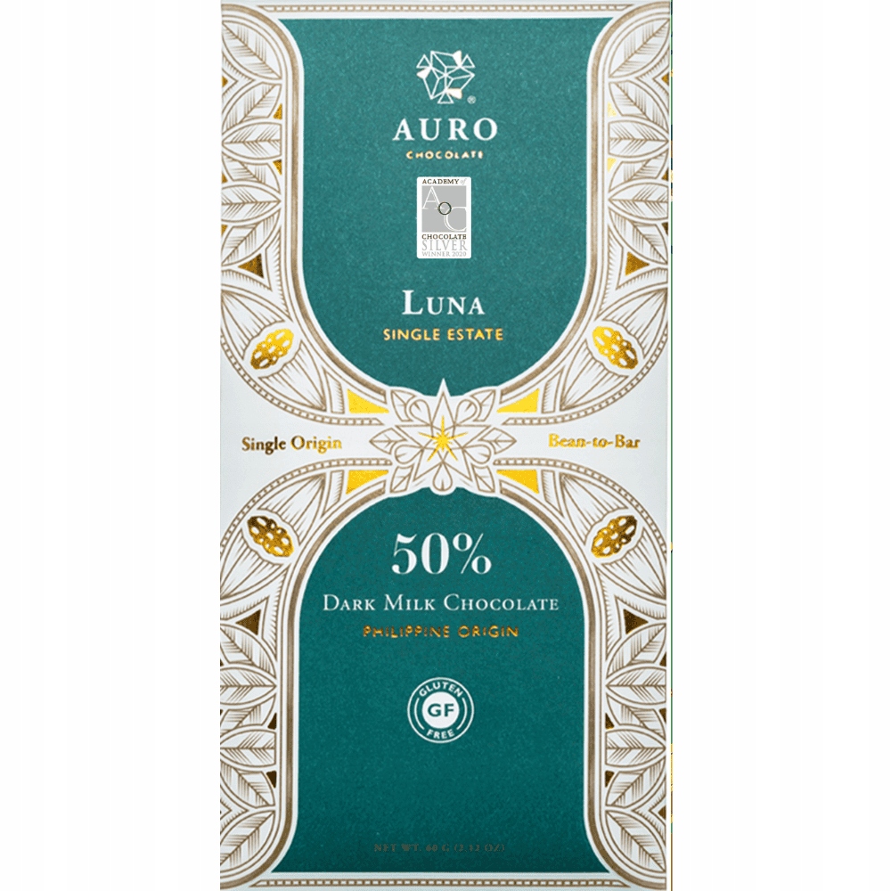 2x Auro čokoláda Luna Dark Milk 50% 60 g