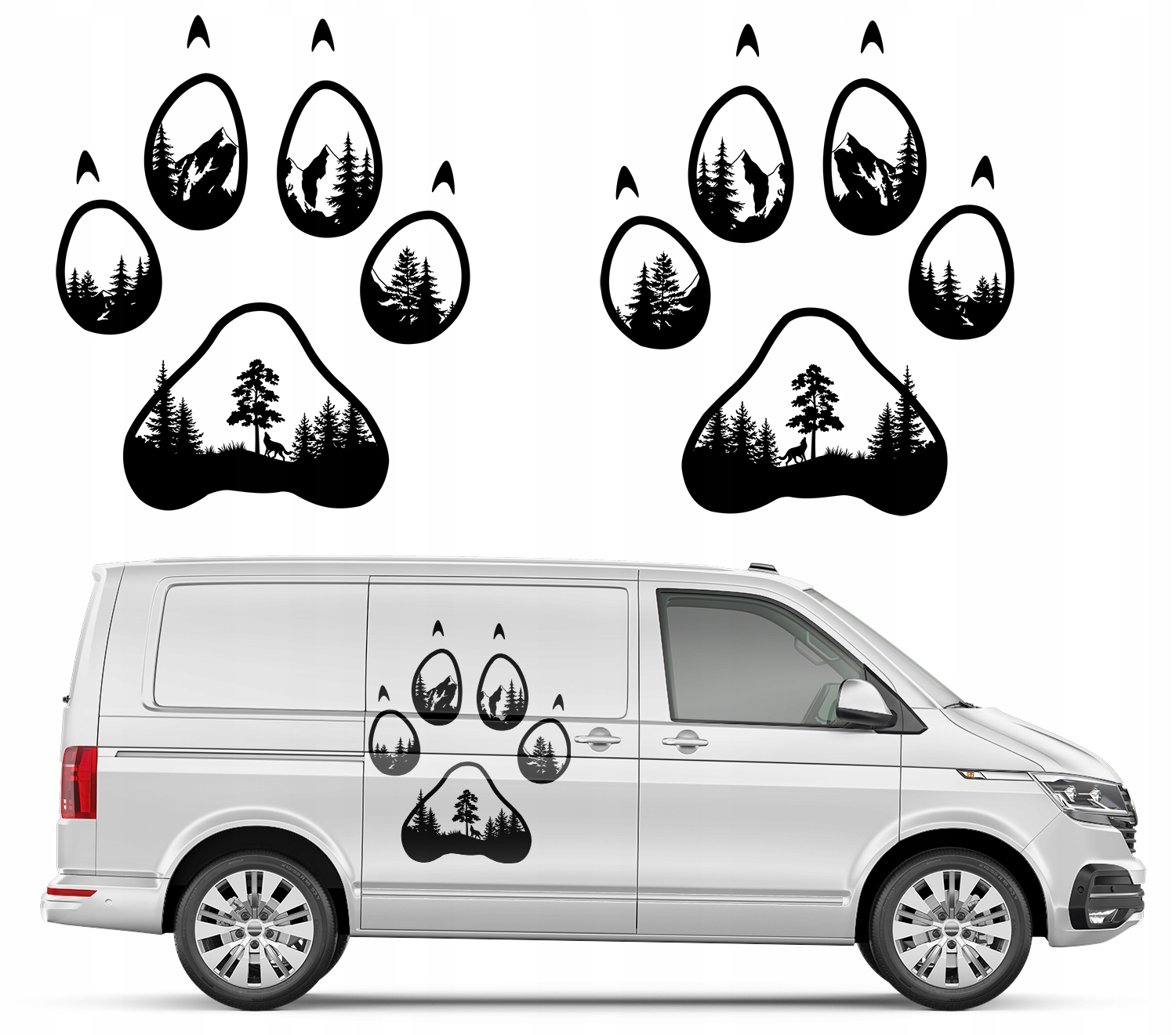 2x Nálepka Na Auto Campera Vzor Labky 94X231 cm