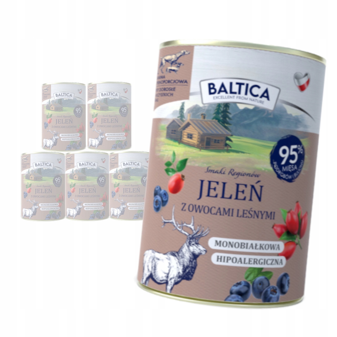 Levně Baltica Jelen s lesními plody 6x400g Hypoalergenní Vlhké Krmivo pro psy