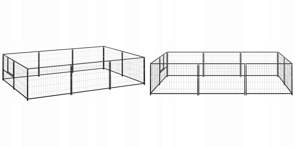 Černá, Kotec pro psa, ocelová, 6 m²
