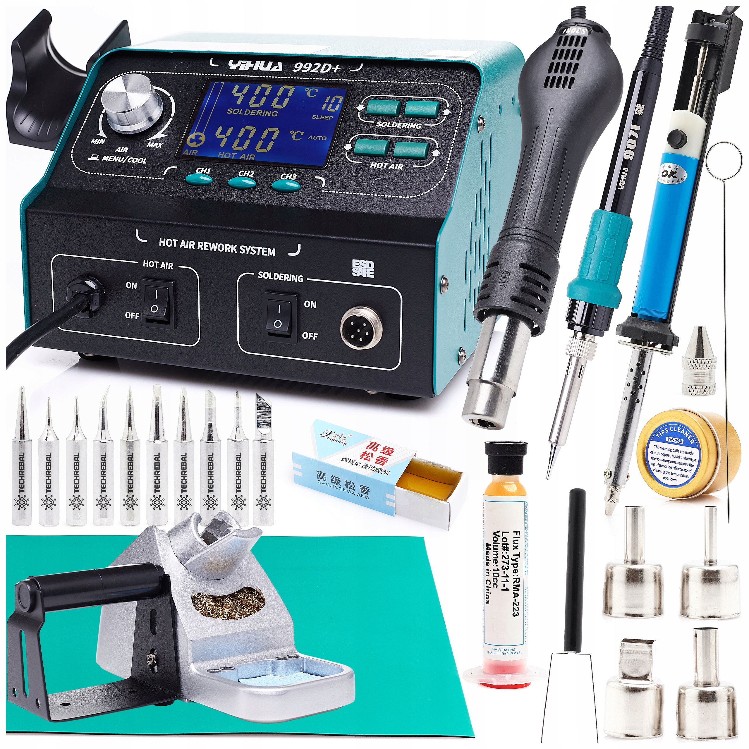 Pájecí Stanice 2V1 Yihua 992D+ 720W Servisní Sada Podložka Pro Odsávání Hrotů