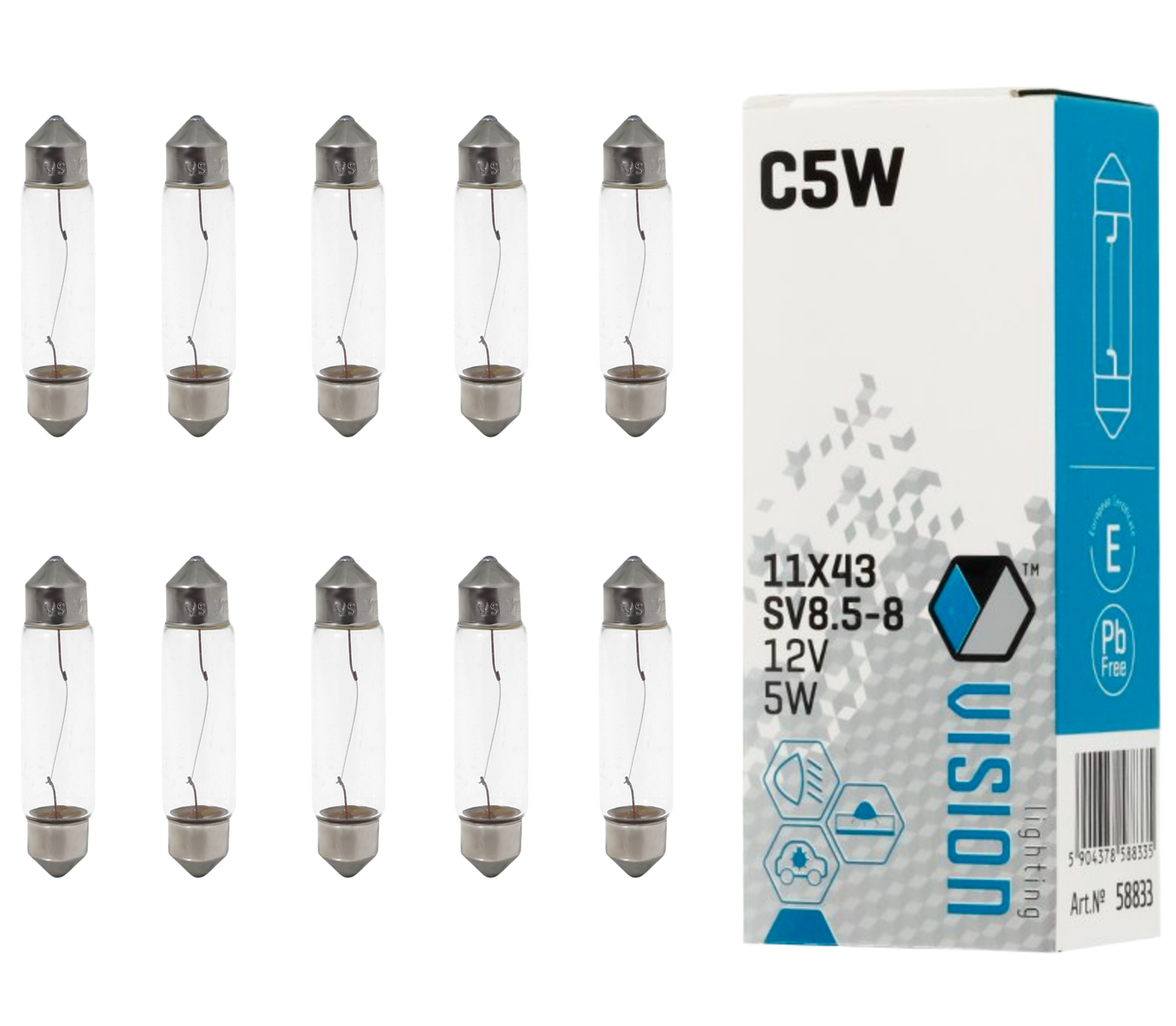 Żarówka C5W 11x 43mm 12V 5W SV8.5 Vision 10 sztuk