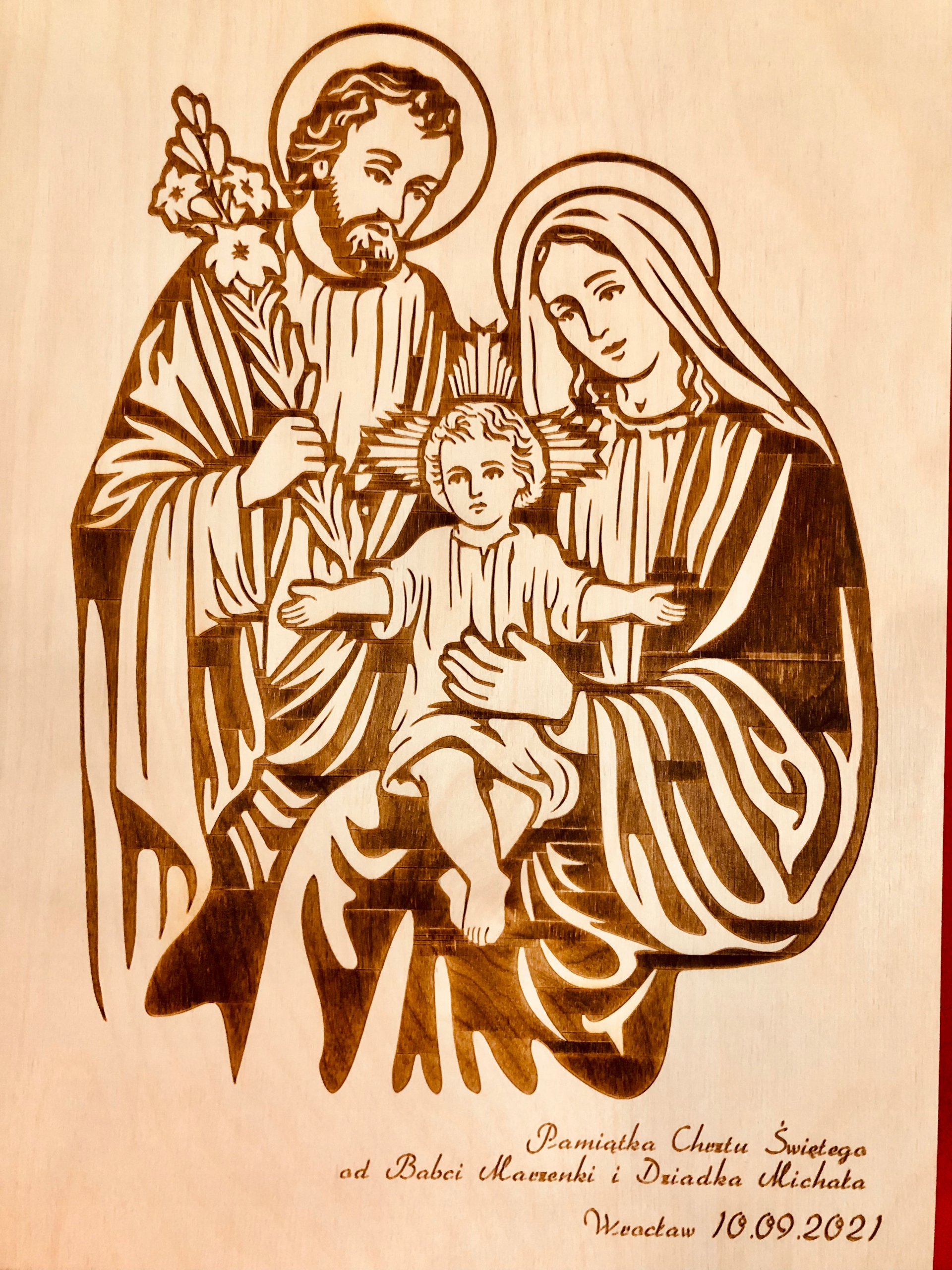 Dřevěný obraz Ježíš, Maria -Rodina