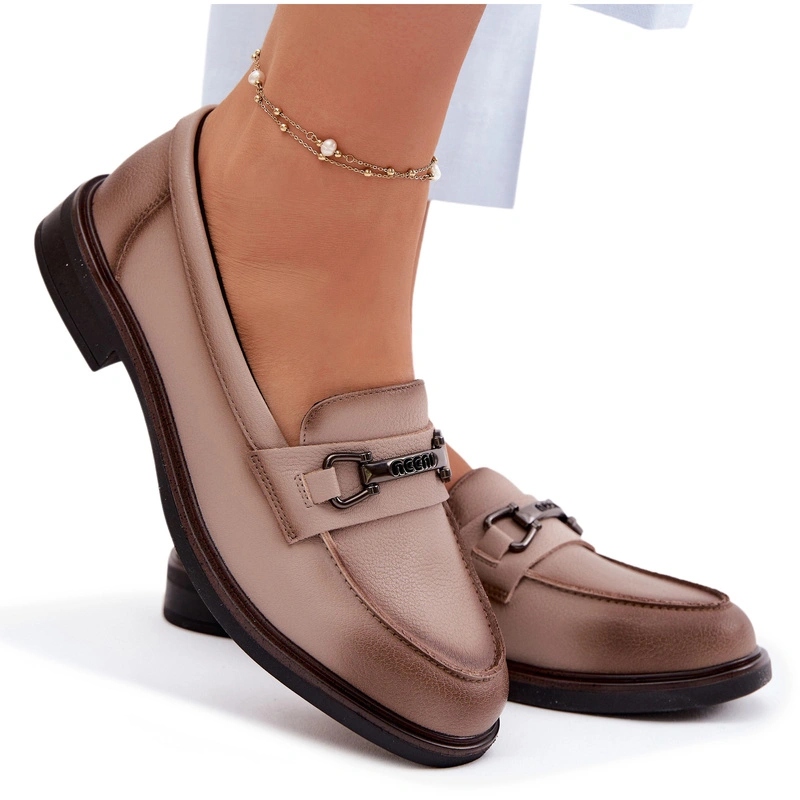 Dámské Mokasíny Z Přírodní Kůže S Ozdobným Detailem Vinceza 39983 Béžové 36