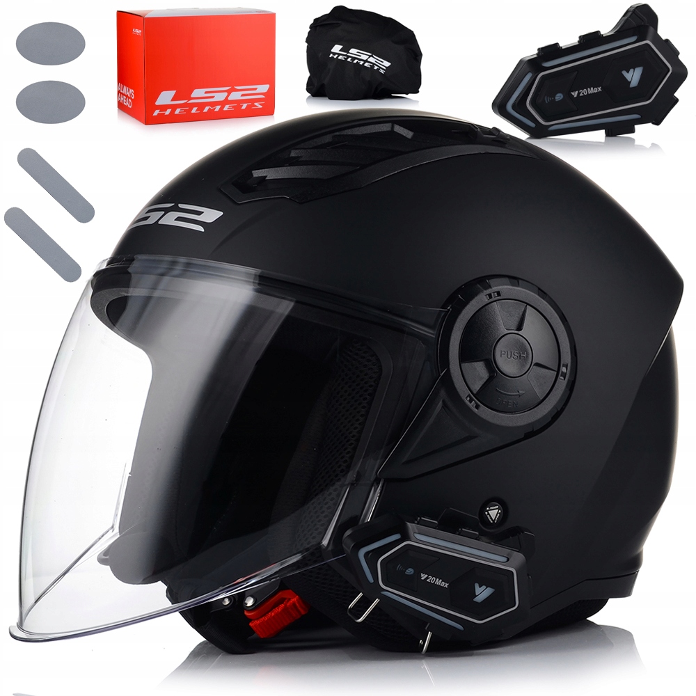 Otvorená Motocyklová Prilba LS2 OF616 II Čierna Matná Bluetooth Interkom