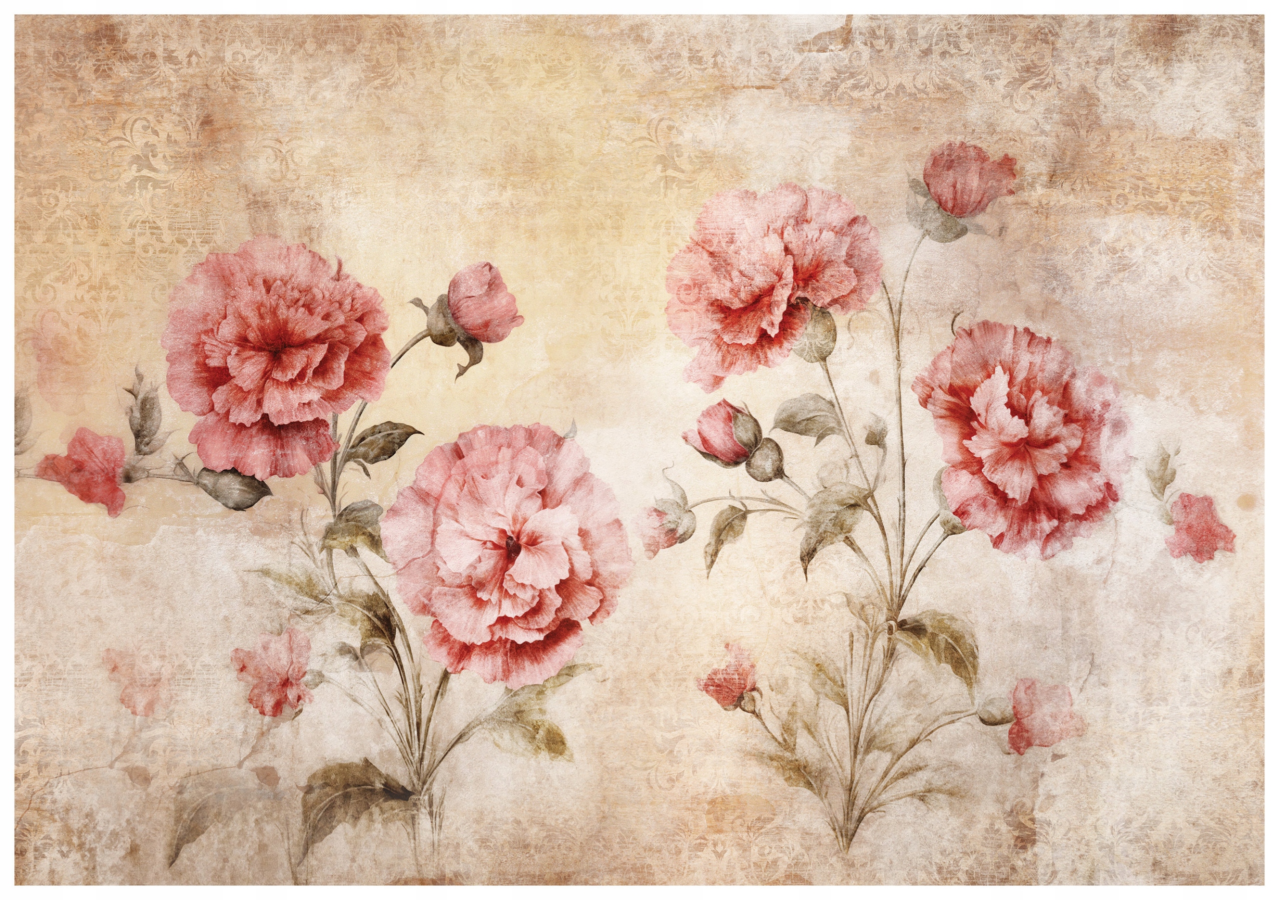 Fototapeta flizelina Pivoňky a karafiáty vintage retro květiny 200x140 lepidlo