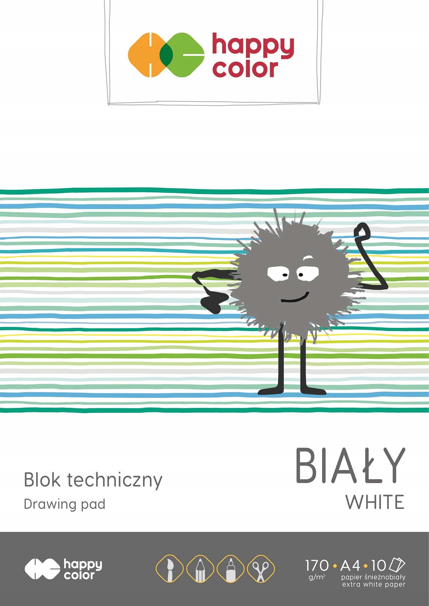 

Blok techniczny biały A4 170g 10 ark Happy Color