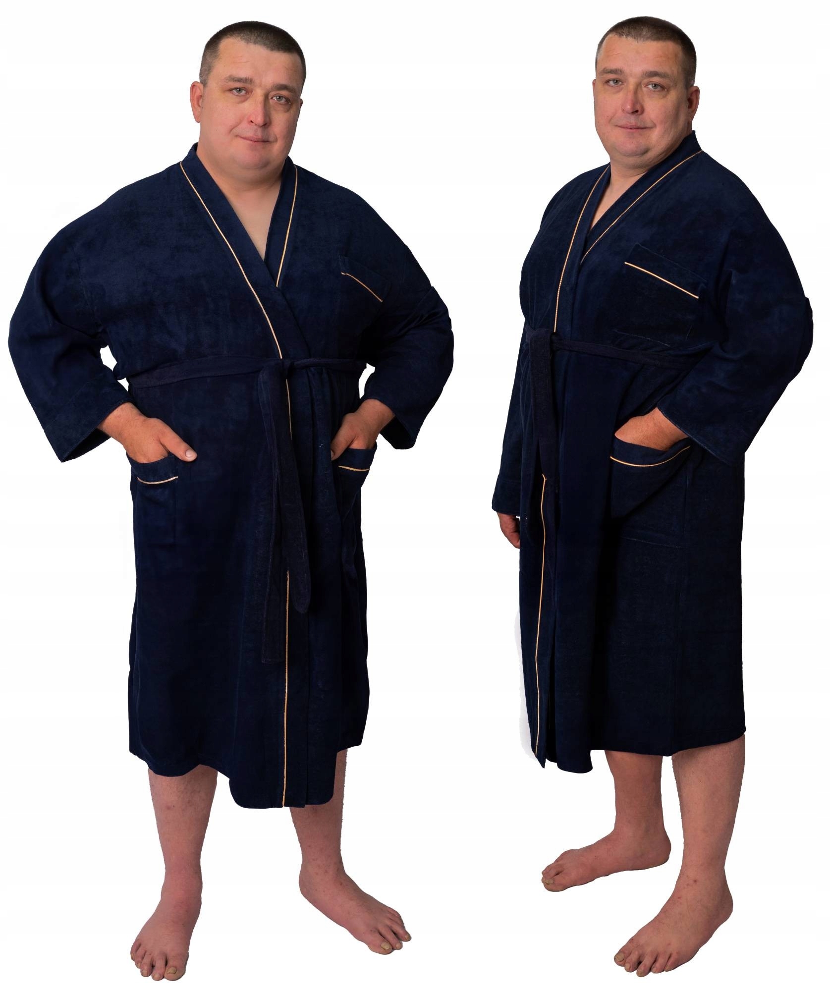 ELEGANCKI CIENKI SZLAFROK MĘSKI HOTELOWY DOMOWY DO SZPITALA SPA LAMÓWKA -L