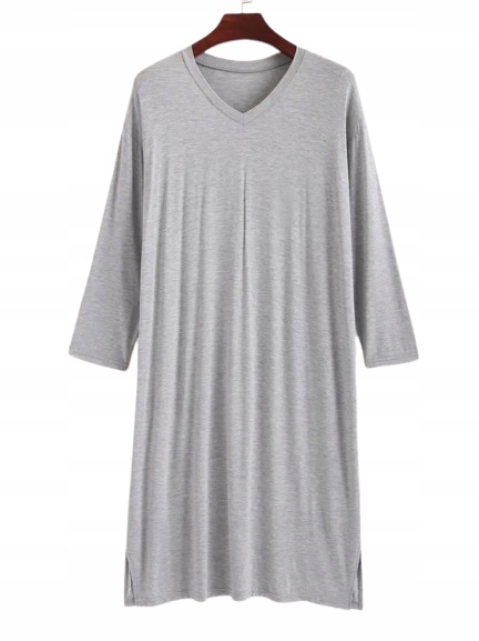 Pánská Noční Košile S Dlouhým Rukávem, Šedá Košile 4XL