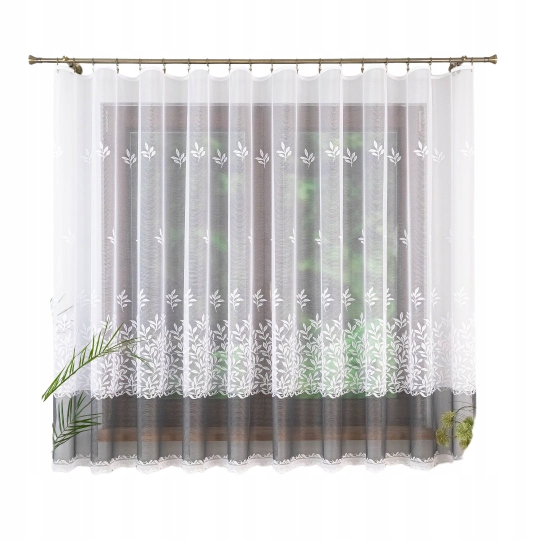 Elegantní Záclona Záclona Rostlinný Motiv 450x140.