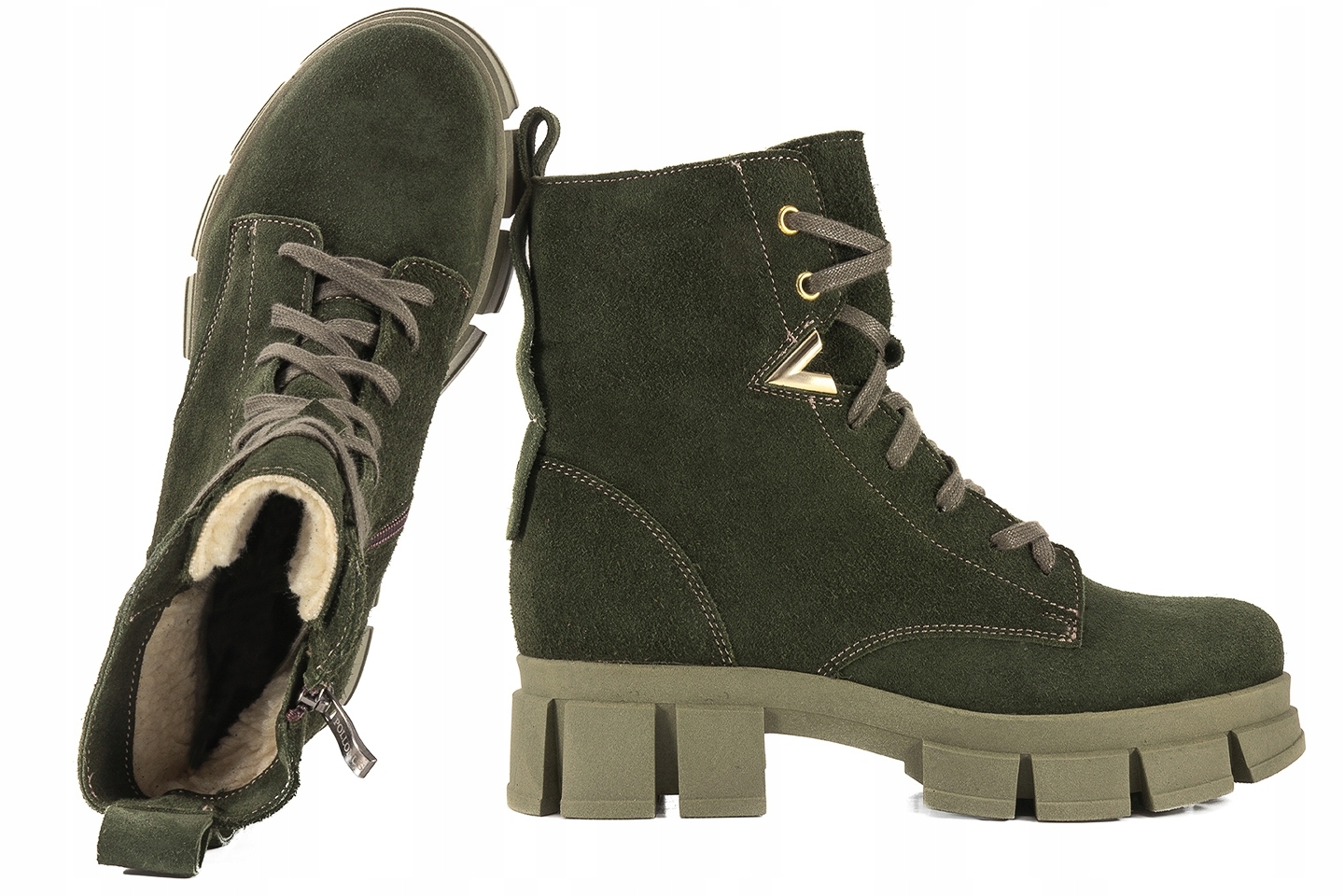 Pollonus 1583 Zimní Zateplené Boty Kotníkové Boty Kůže 36 Zelená