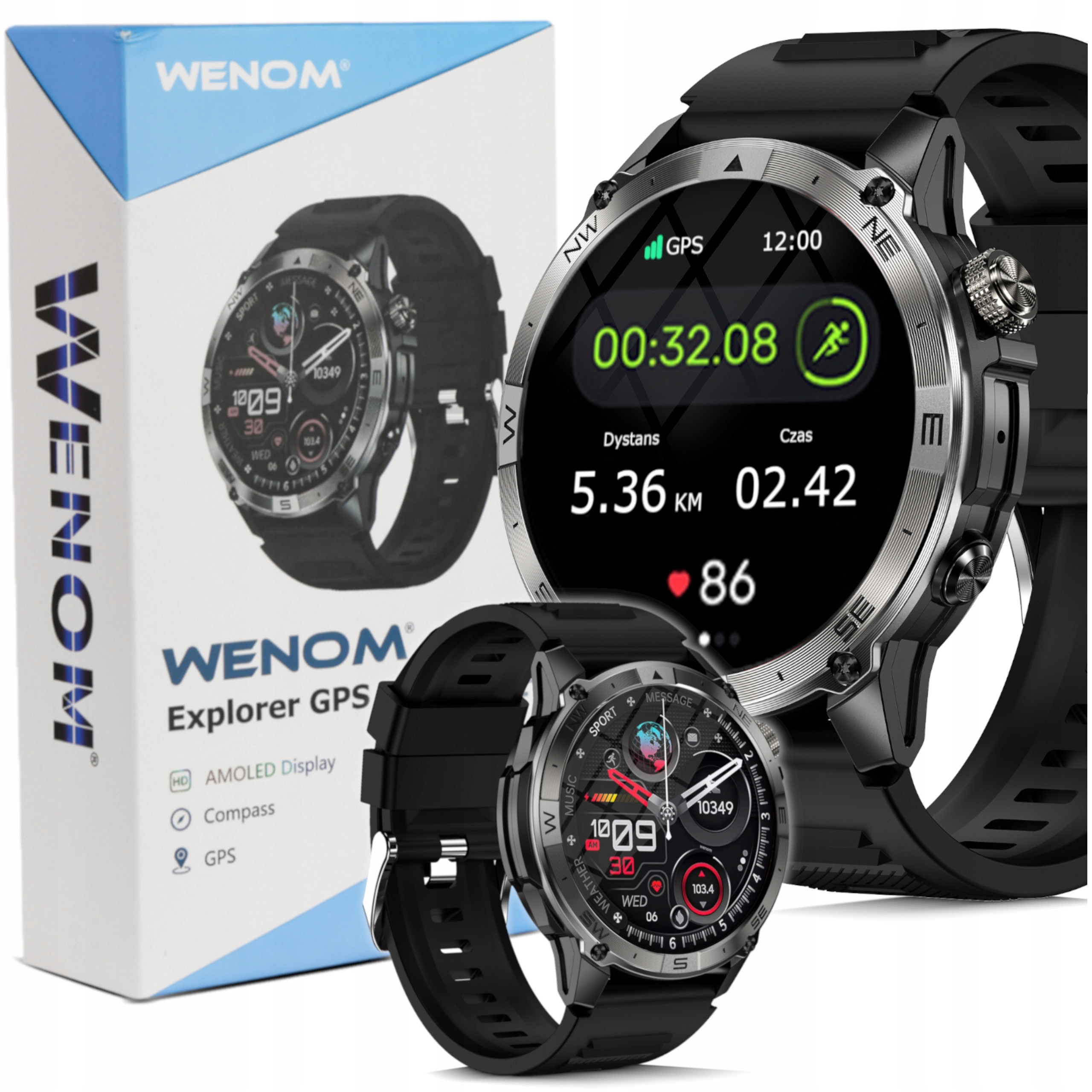 Smartwatch Wenom Explorer Gps Polskie menu Sportowy Męski 3 Atm Smart Watch