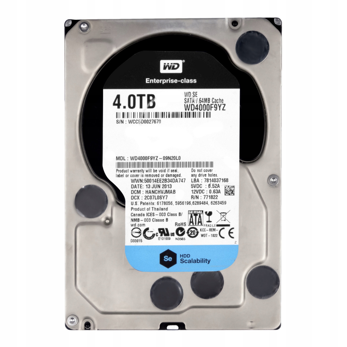 Wd Se 4TB 64MB 7.2K Sata III 3.5'' WD4000F9YZ