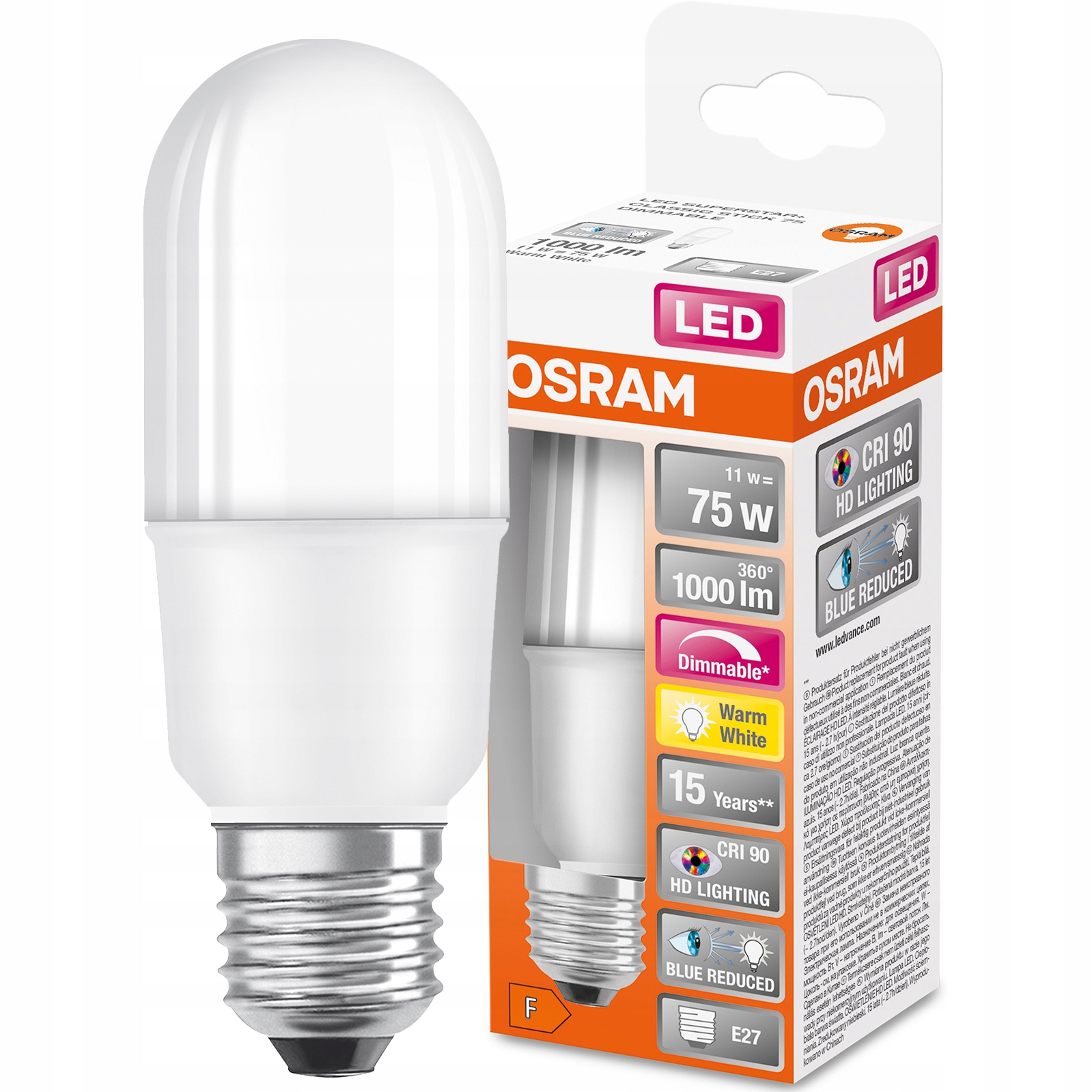 

Żarówka Led E27 11W 2700K CRI90 Ściemnialna Osram