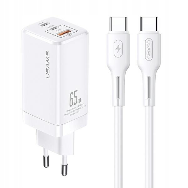 Usams Síťové nabíjení Mt 2xUSB-C+USB GaN 65WT33 Pd kabel Usb-c-usb-c 100W Fast