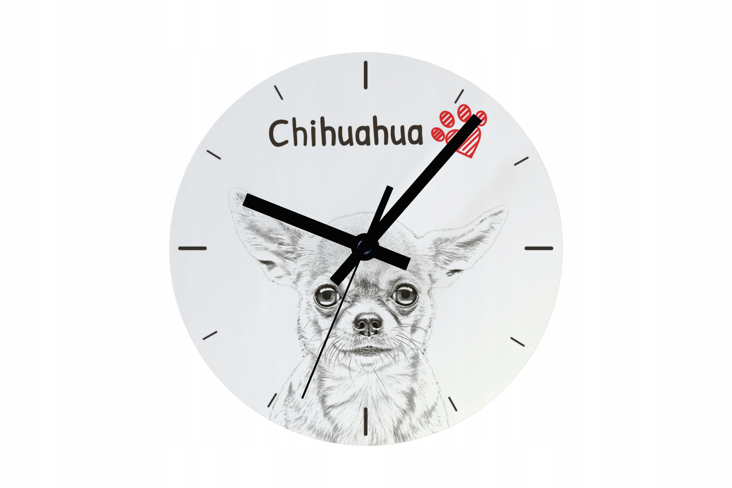 Chihuahua krátkosrstý hodinový stroj se psem, závěsný a stojící, personalizace