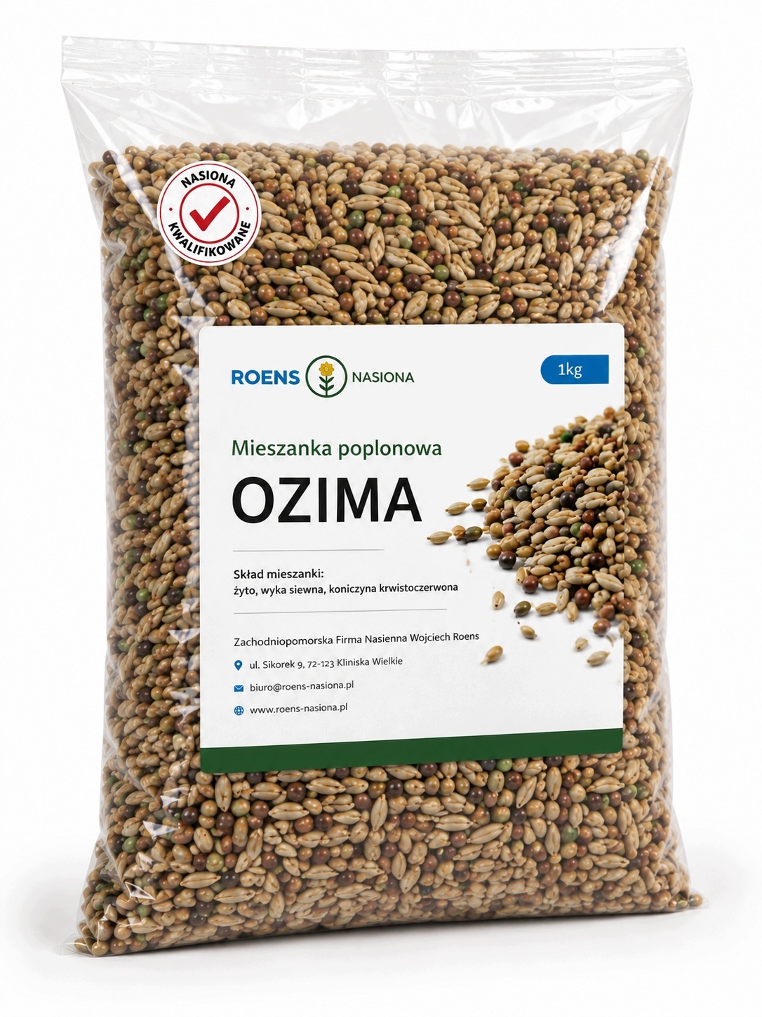 Žieminė poplono mišinys 1kg Kvalifikuoti sėklos Rugiai Vika Dobilas