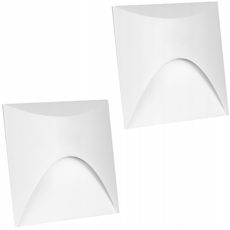 2x Biała Oprawa Oprawka Na Schody Lampka Schodowa Kwadrat 230V 4000K IP65