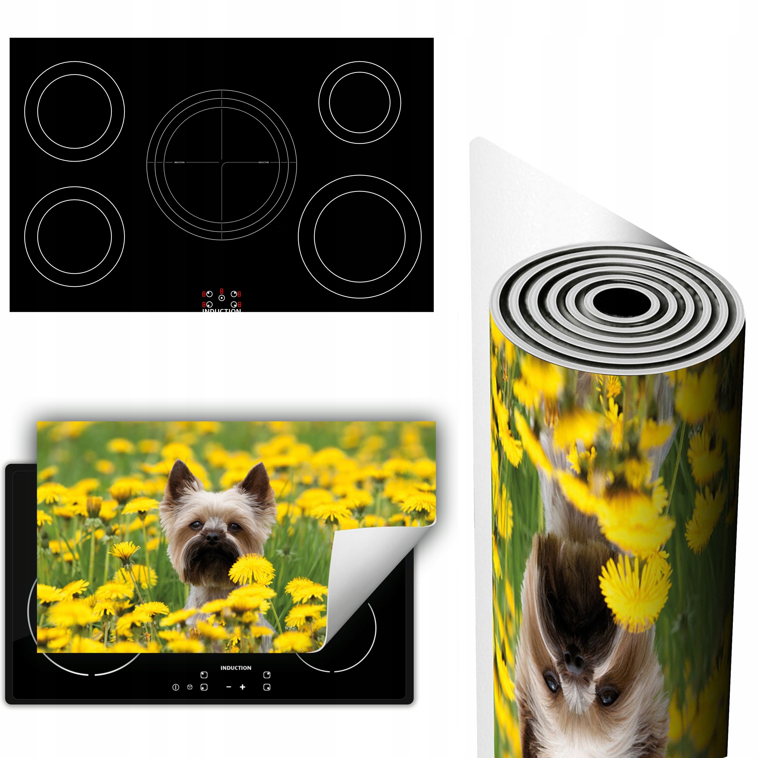 Vinylová Podložka Ochrana Kuchyňské Desky 90x52 Pes květiny