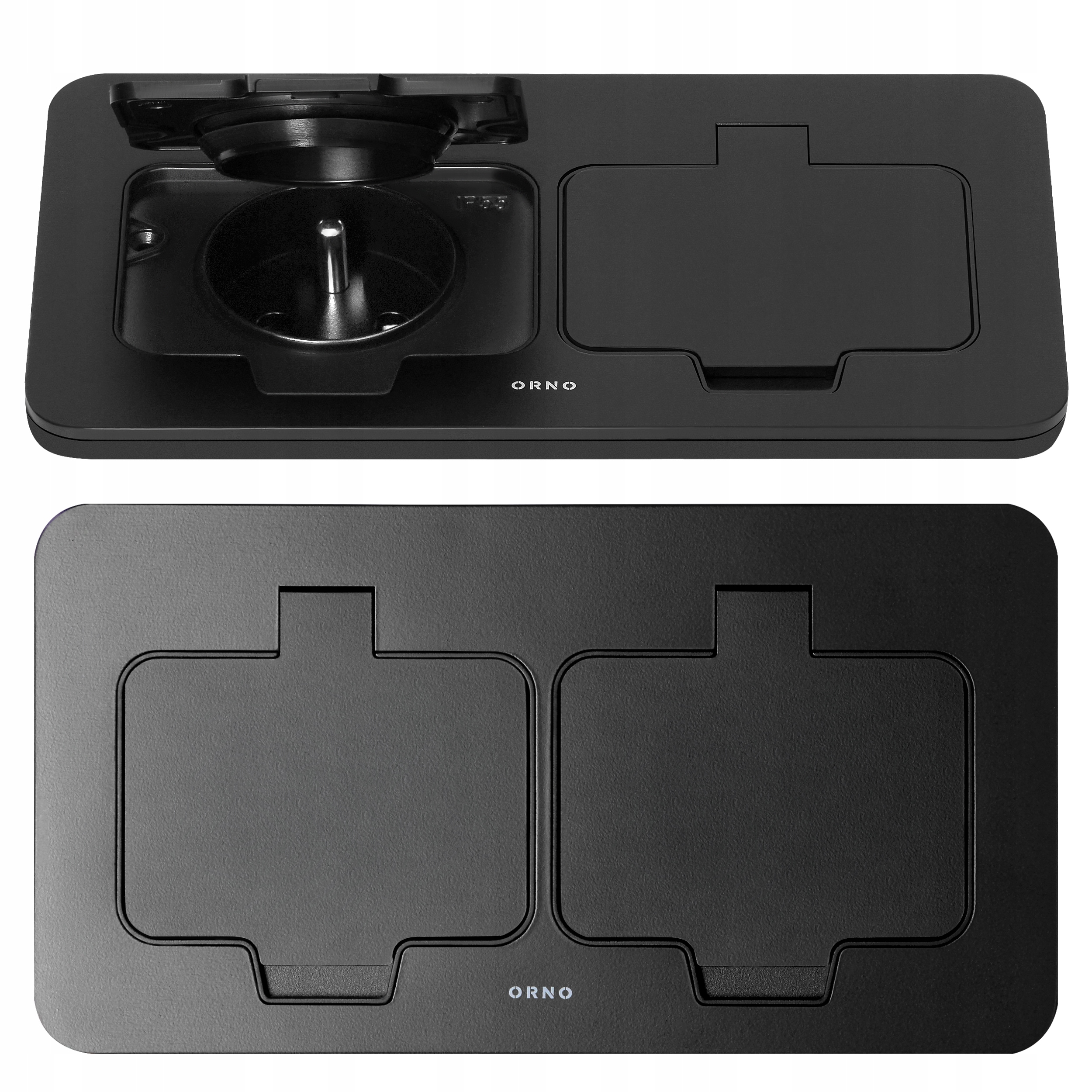 Hermetická Elektrická Zásuvka s dvojitou deskou 2x230V IP55 černá