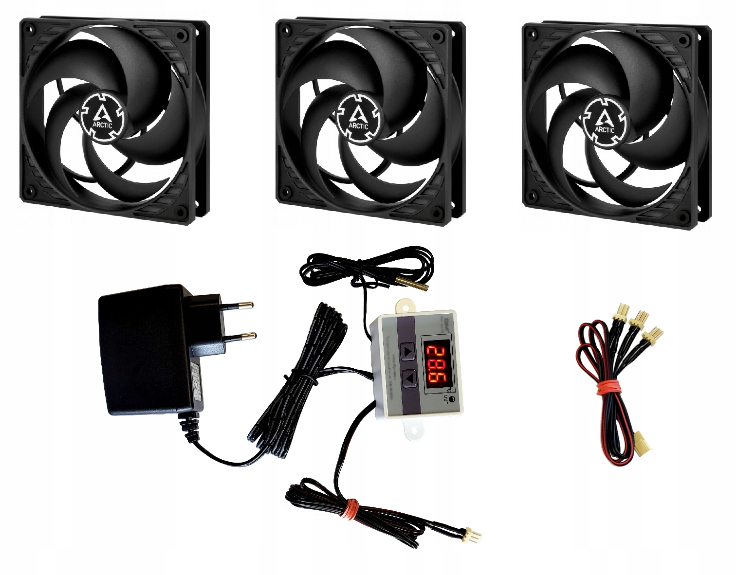 3 wentylatory do szaf Rack lub Lanberg z czujnikiem temperatury załączania