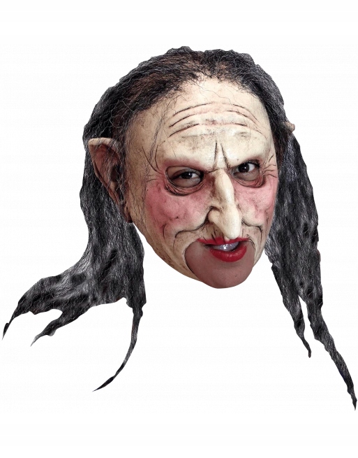 Maska čarodějnice s otevřenou pusou a vlasy