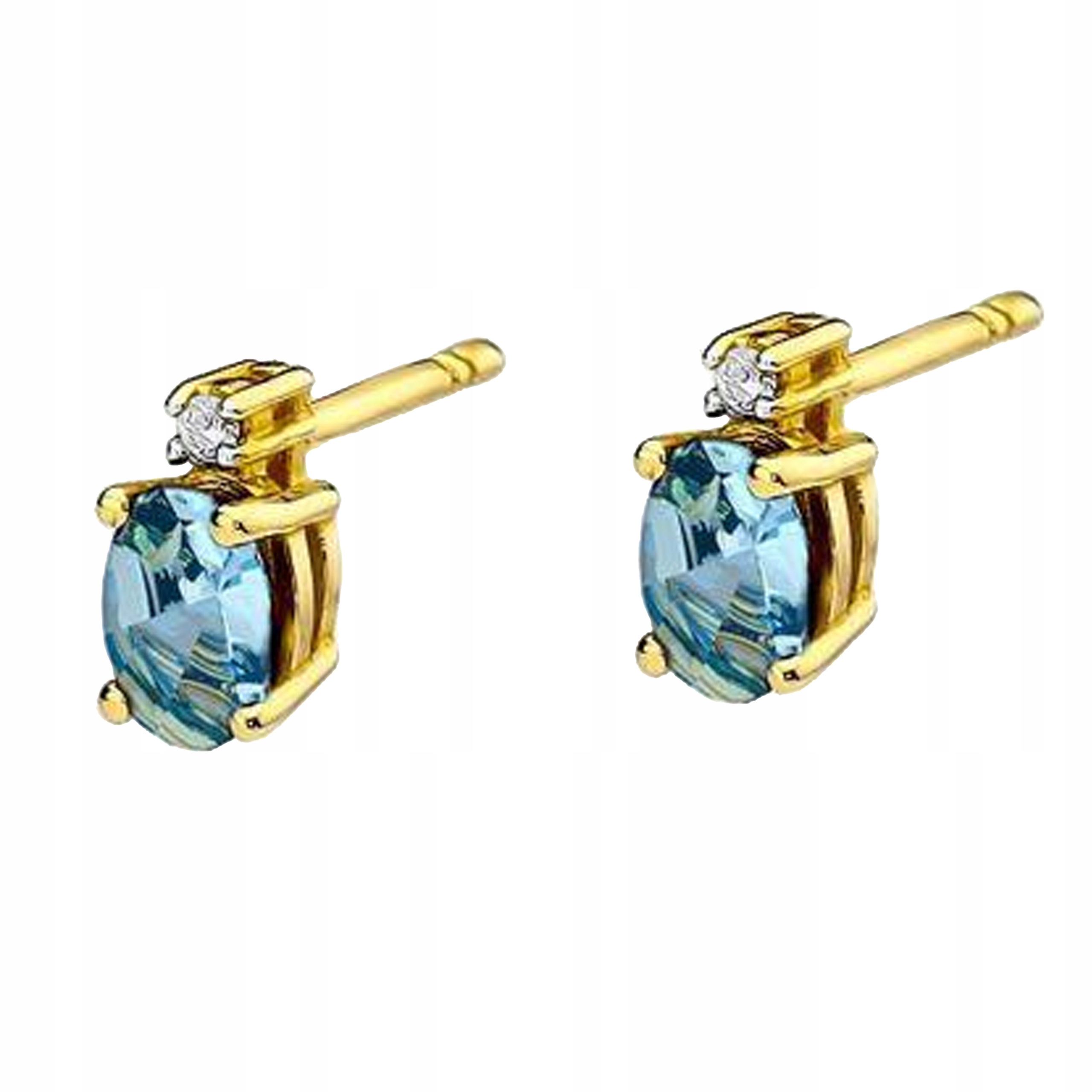 Zlaté náušnice 585 S Topazem A Brilianty 1,50 g, elegantní vzor jako dárek