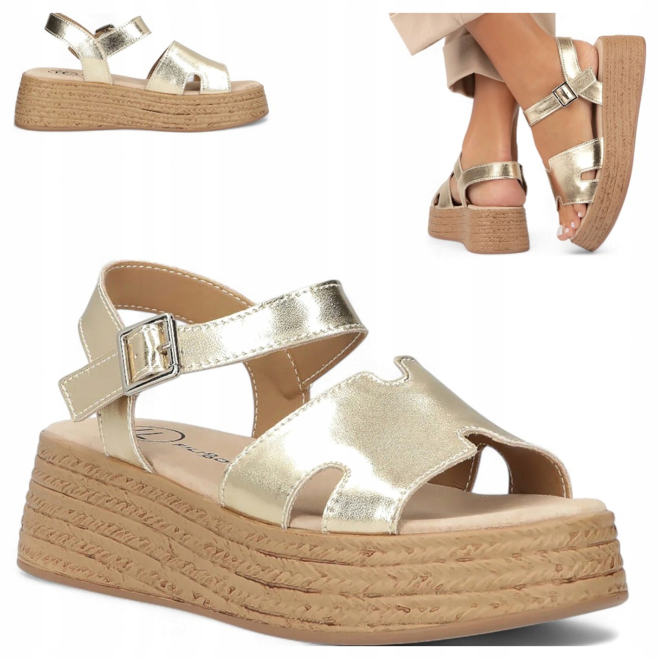 Dámské kožené sandály 39 Filippo na platformě Elegantní, pohodlné, zlaté