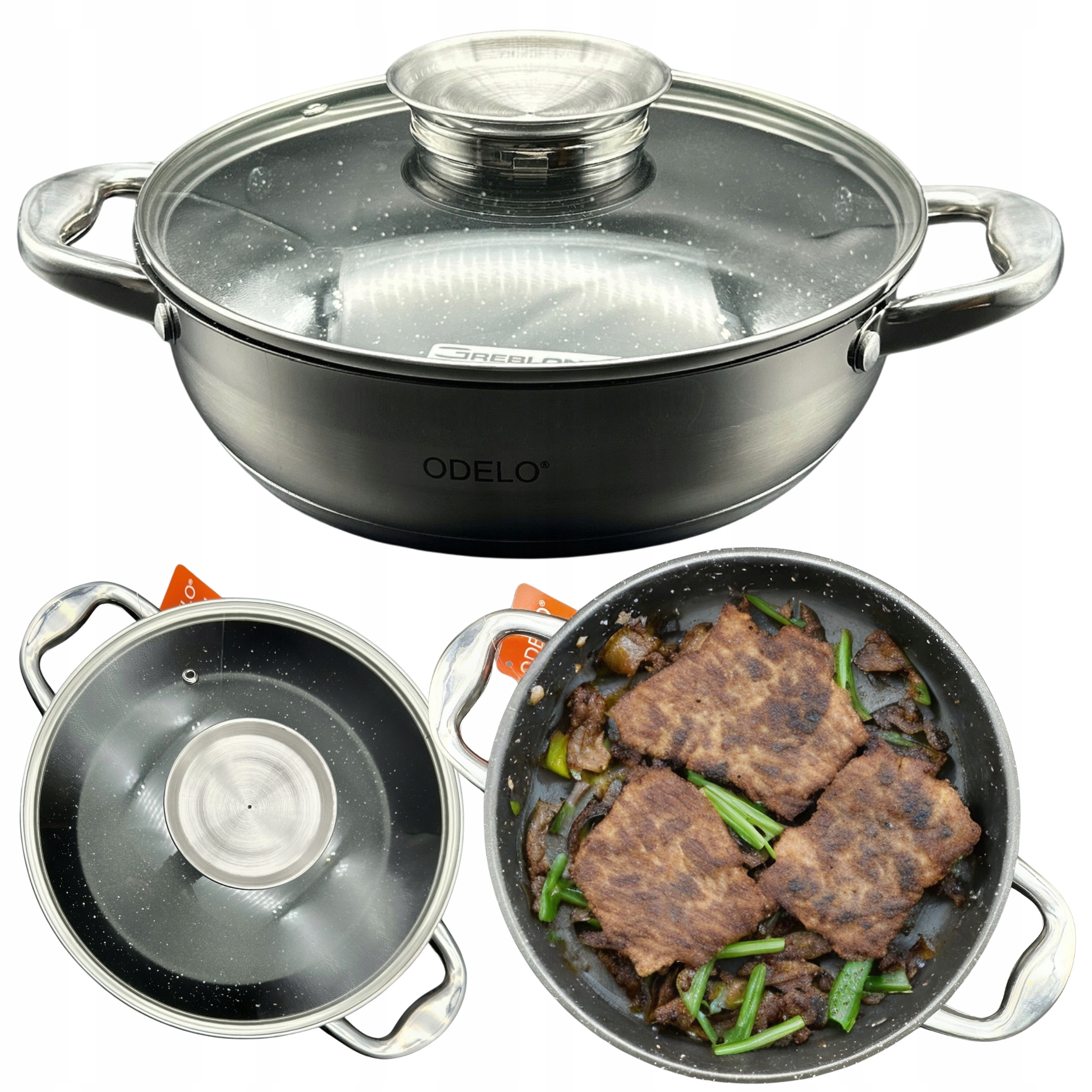 Hluboká Ocelová Pánev S Poklicí, Tradiční, Nepřilnavá, 24 CM