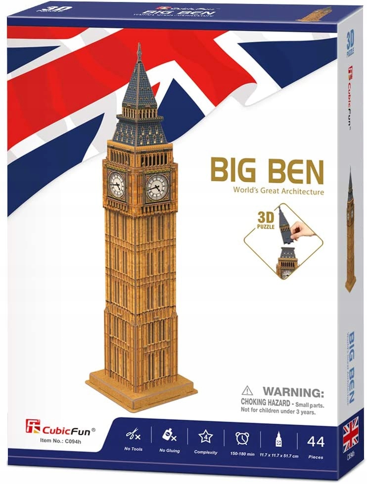 

Puzzle 3D CubicFun 44 elementy Big Ben