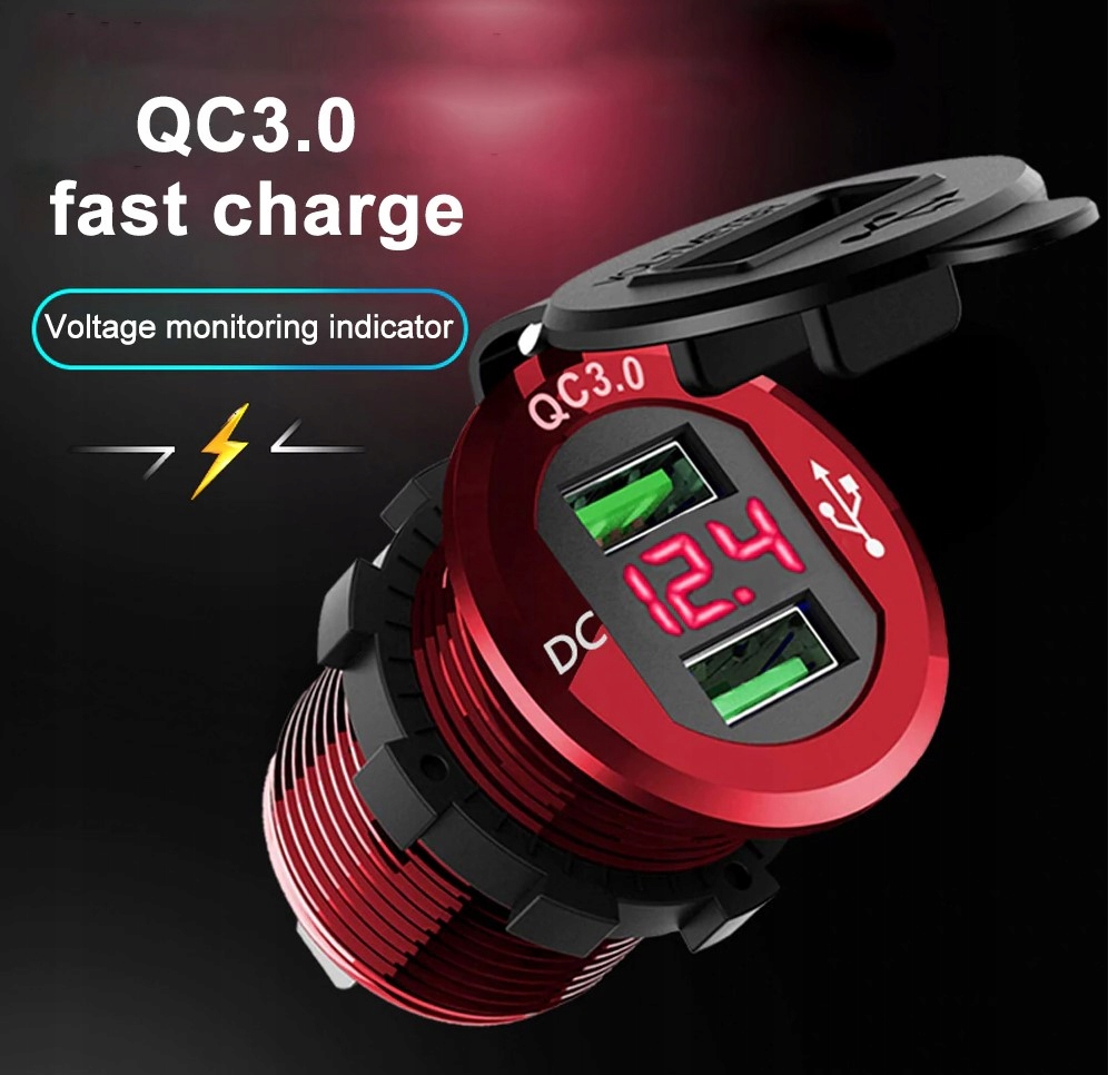 3.0 QC USB ŁADOWARKA SAMOCHODOWA WOLTOMIERZ RED AL EAN (GTIN) 0796826292193