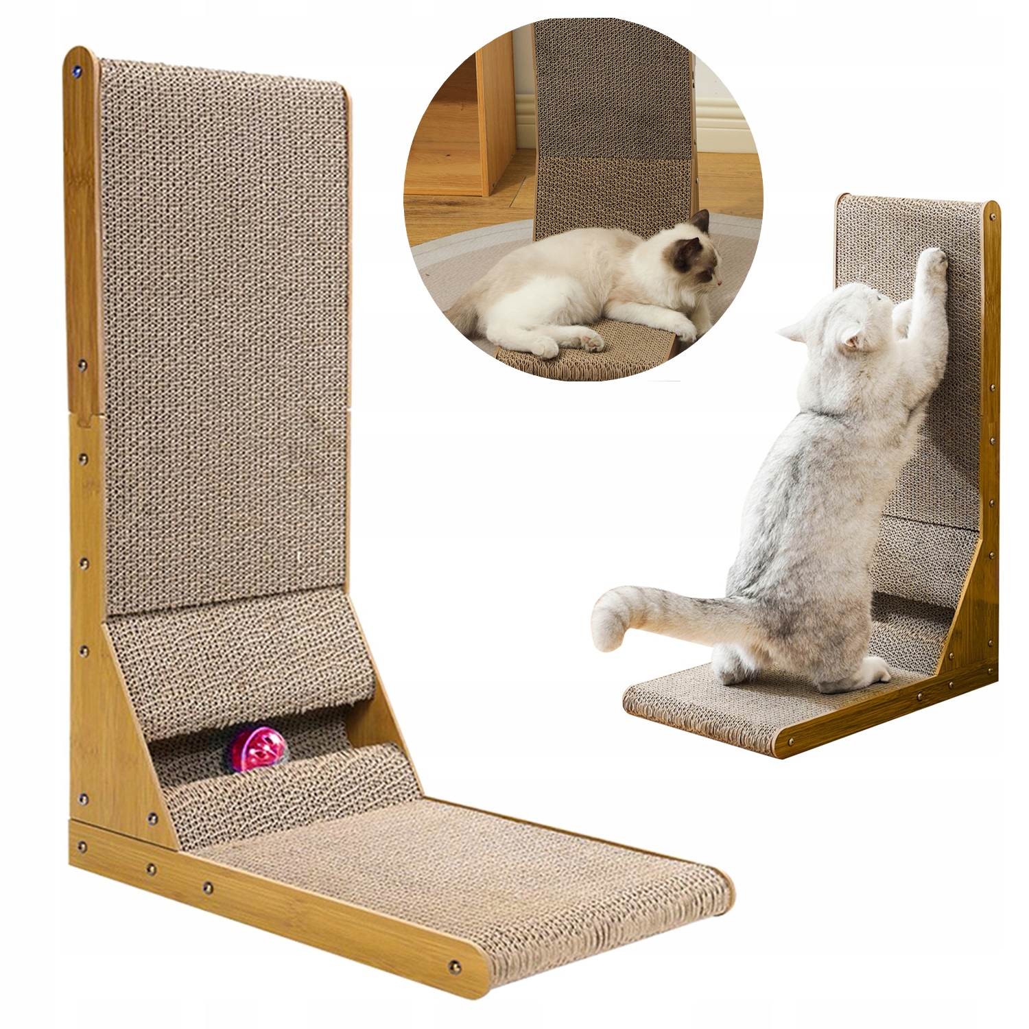 Levně Škrabadlo pro kočky ve tvaru L 2v1: Podložka na škrábání, prostorově úsporné a odolné proti opotřebení